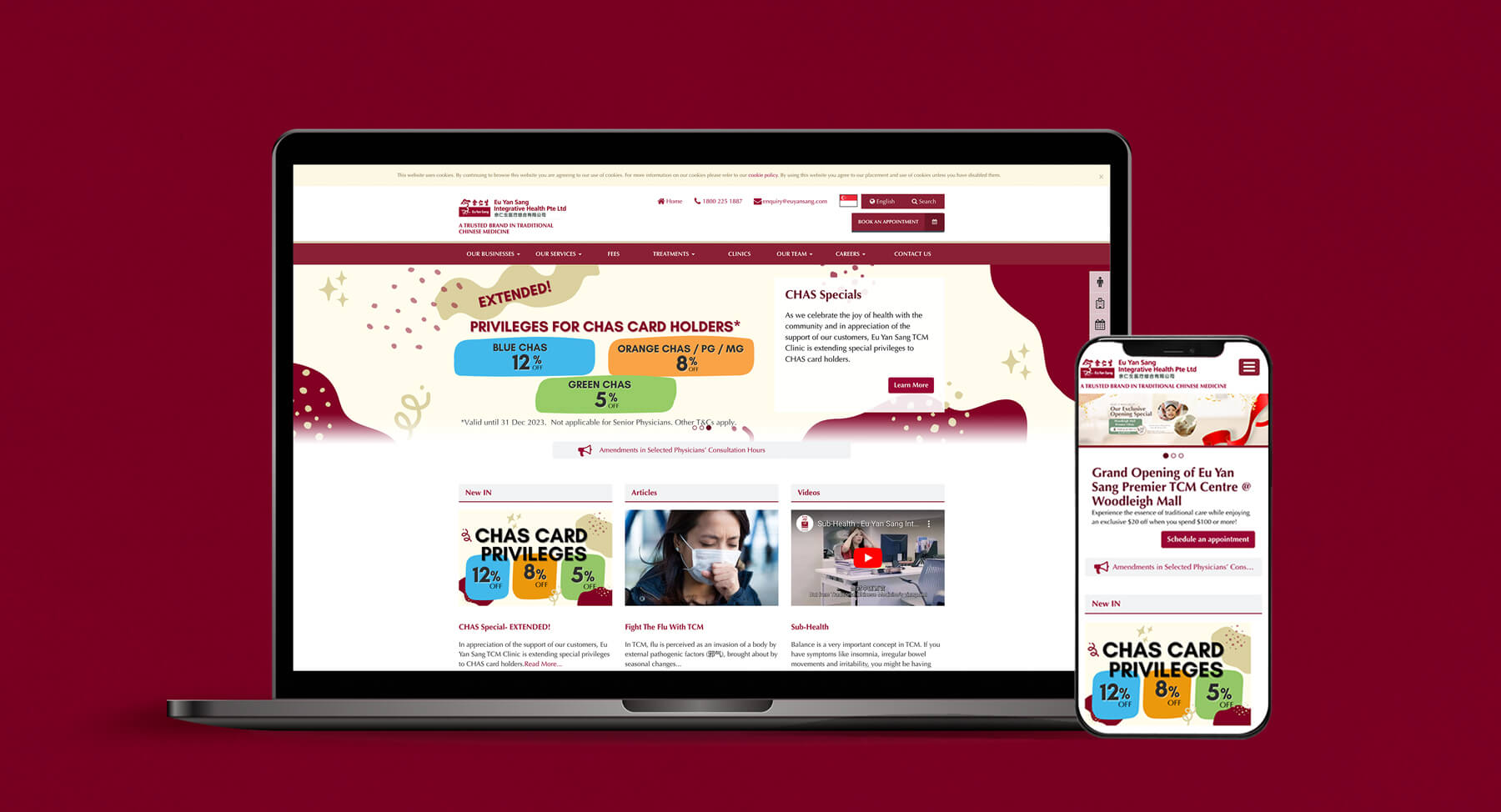 Weboleh Portfolio Website Design | Eu Yan Sang TCM Clinic Singapore