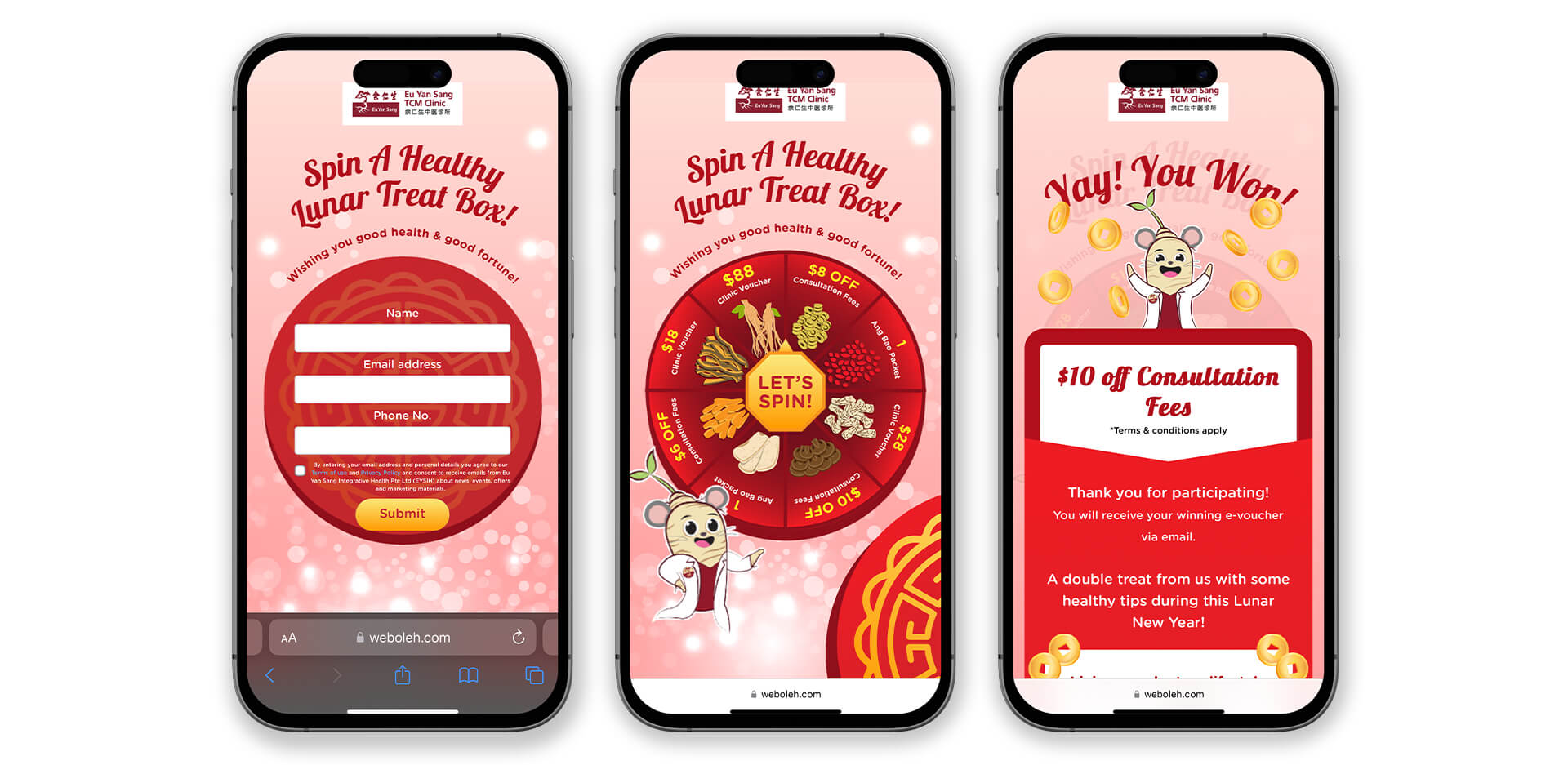 Weboleh Custom Web Interactive Game Spin The Wheel Eu Yan Sang TCM Clinic Singapore